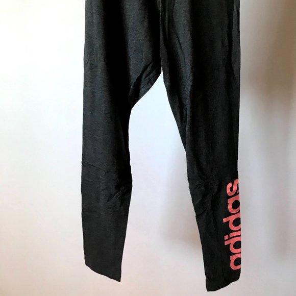 Dark Grey Leggings With Pink Logo - Picture 2 of 4